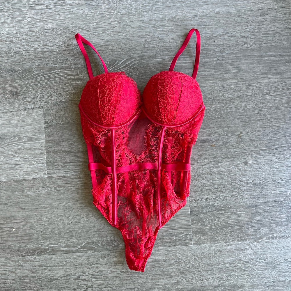 red victoria’s secret lace teddy